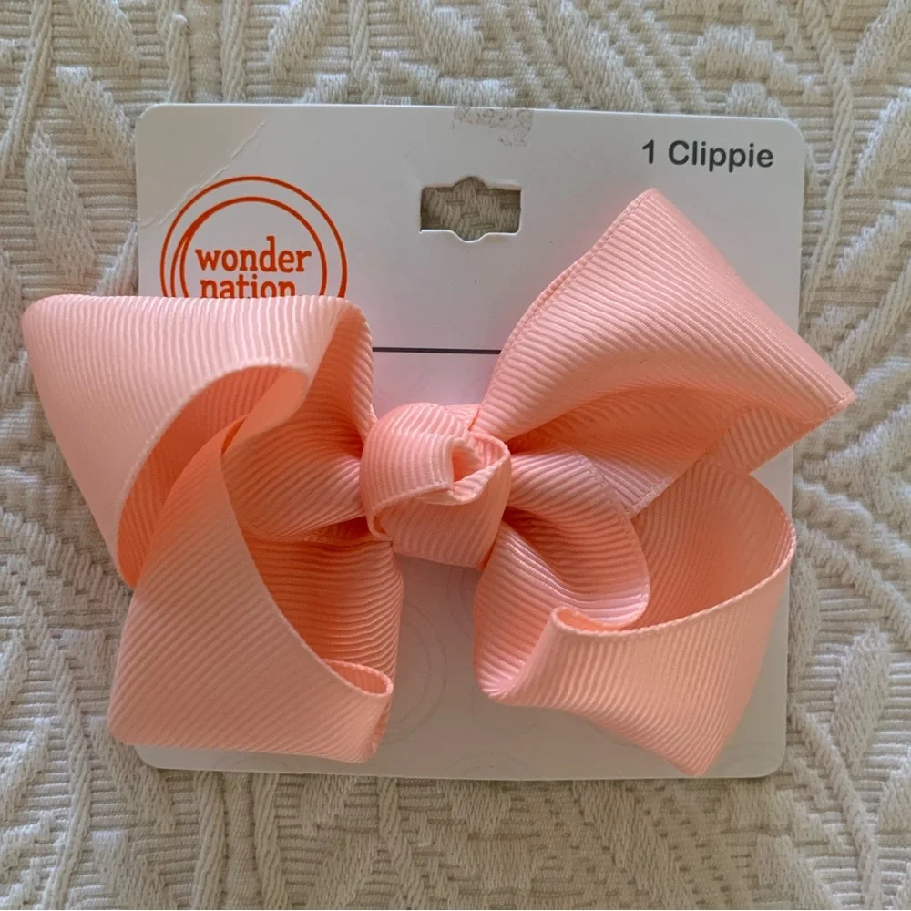 NWT Wonder Nation Grosgrain Hairbow Clip Light Orange Peach Girls